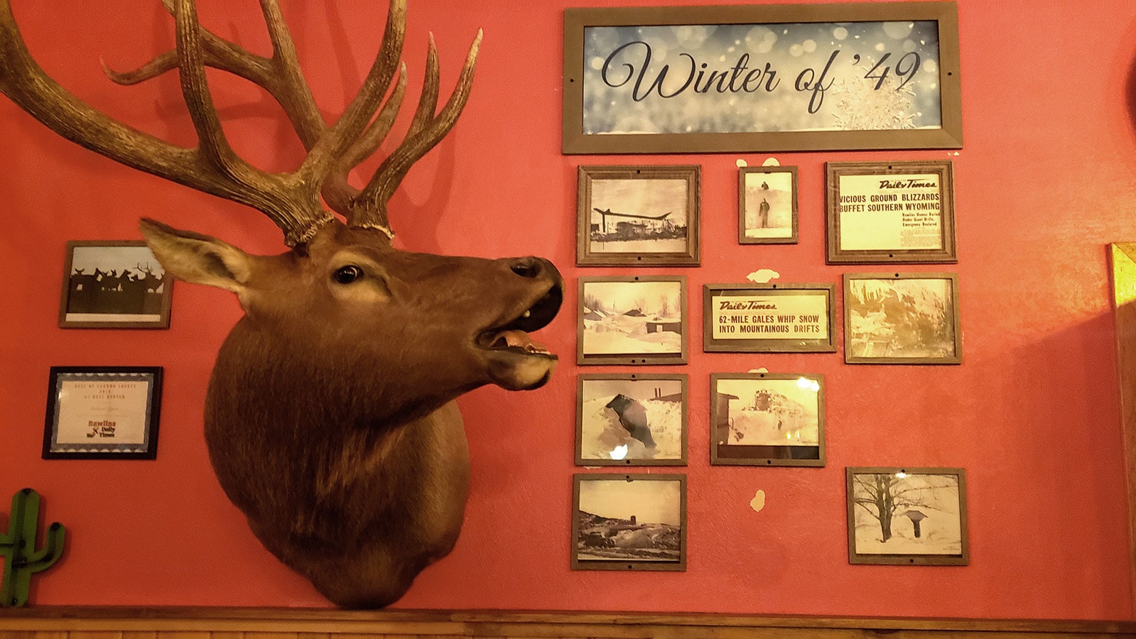 Lots of history, and the occasional hunting trophy, decorates the walls of Michael's Big City Steakhouse in Rawlins.