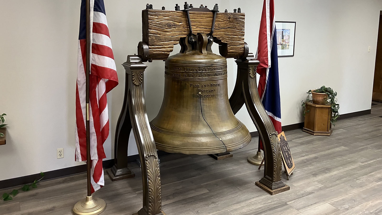 An exact replica of the Liberty Bell that rests in Independence Hall in Philadephia can be found in a Mills foundry’s lobby.