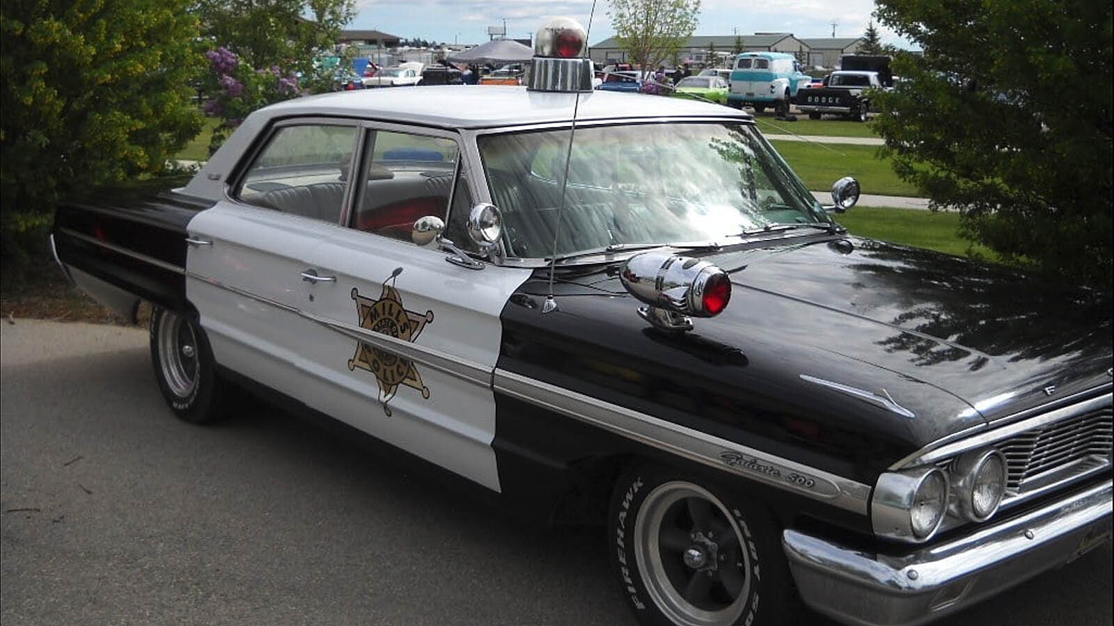 The 1964 Ford Galaxy restored as a vintage police car. Mills resident Hurk Wahl won the car in a raffle.