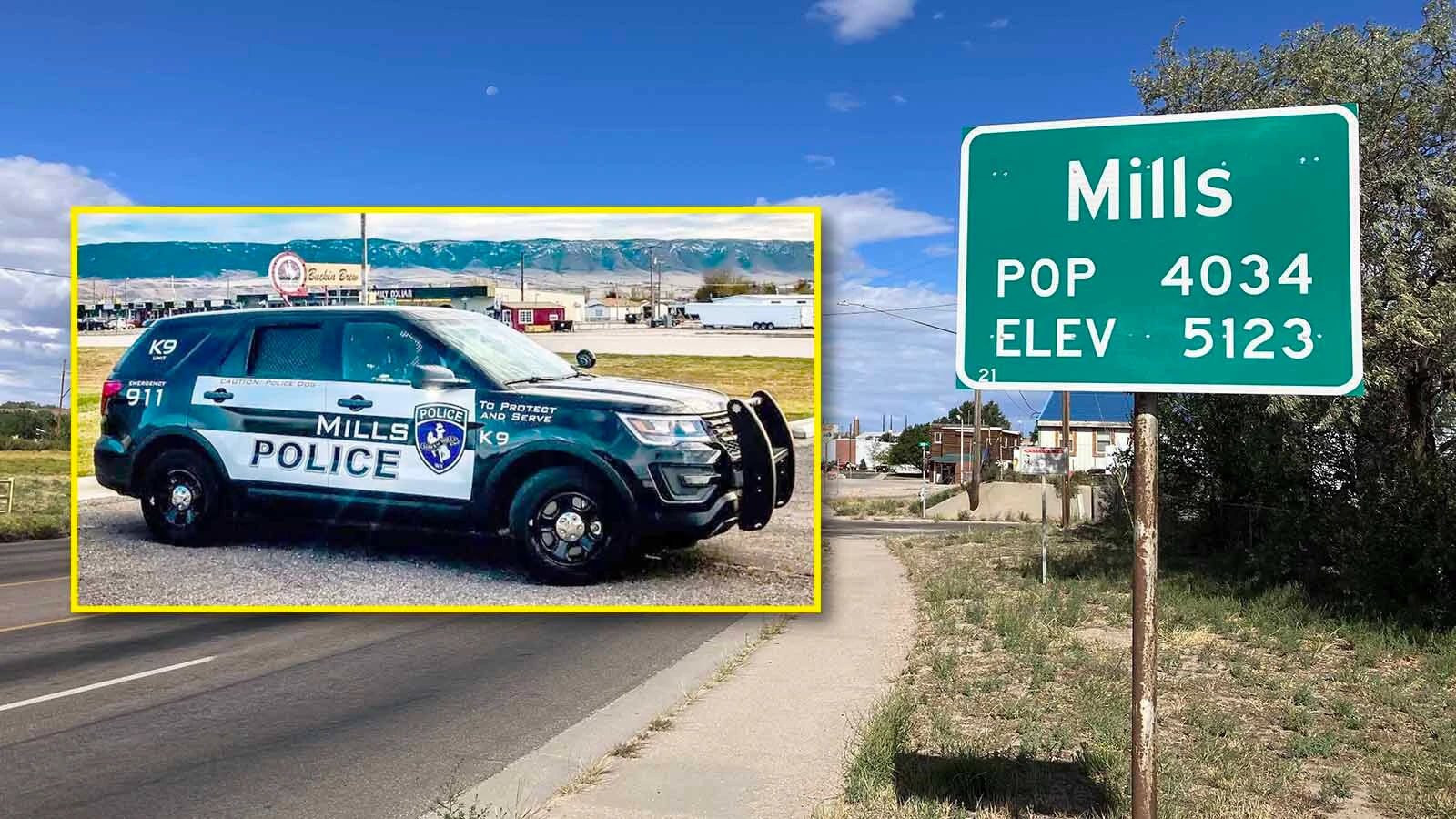 Mills police and green sign 10 29 26