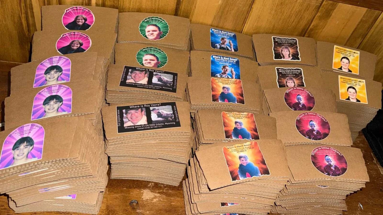 A Wyoming crusade to solve cold cases is putting the faces of missing people on coffee sleeves — more than 20 years after they stopped being printed on milk cartons. “Somebody knows something, people do not just vanish,” says an advocate.