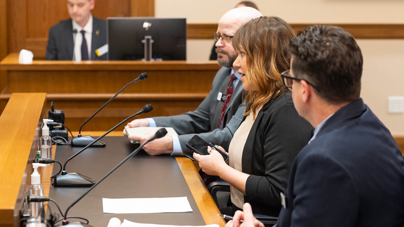 Desiree Tinoco, executive director and founder of Missing People of Wyoming, testifies in favor of Senate File 114.