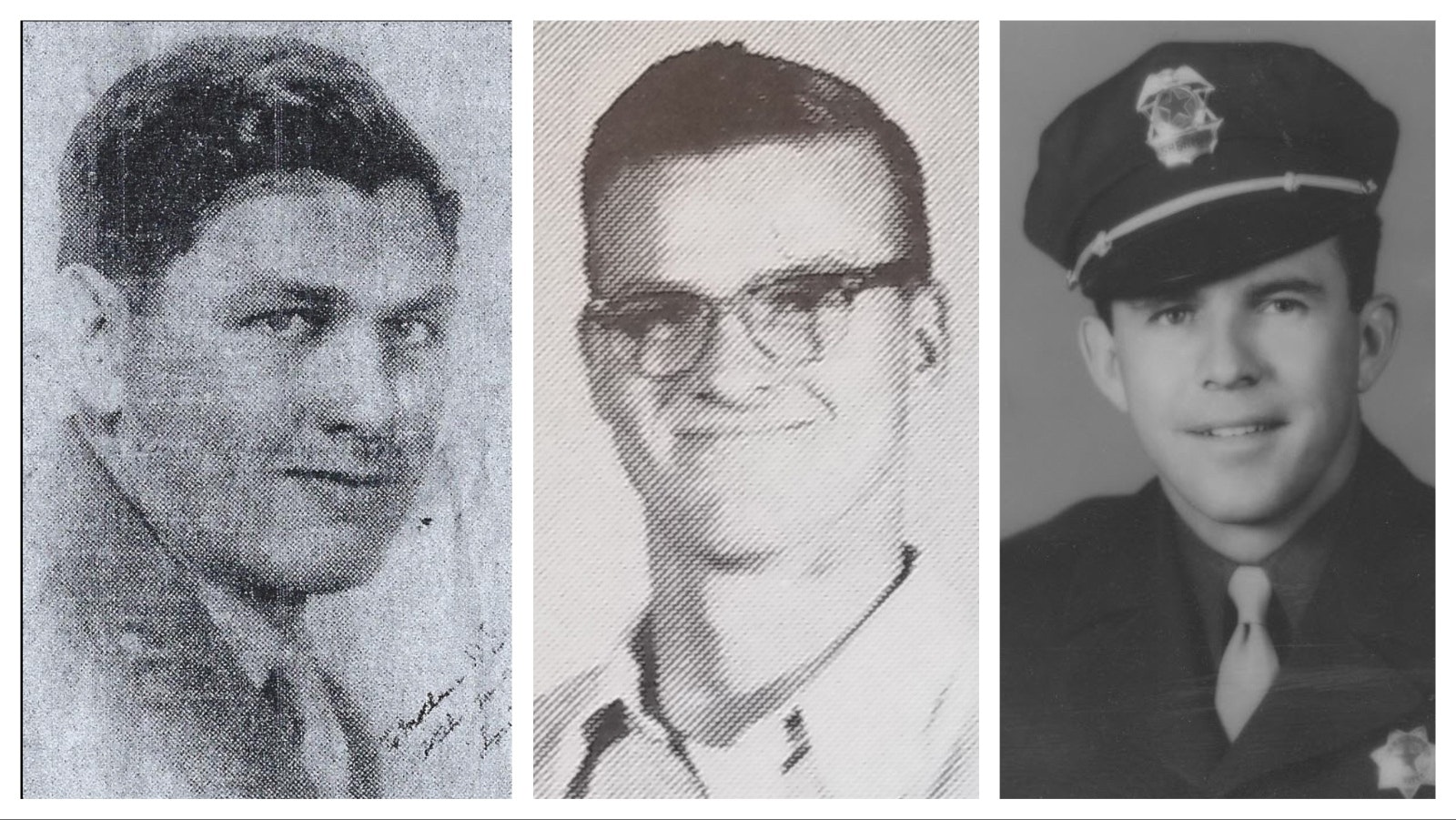 Left, Rock Springs Chief of Police Louis Muir was involved with the search for Edward Eskridge from day one. One of his proudest accomplishments was founding Sweetwater County Search and Rescue on Feb. 21, 1963; and he served as executive commander until his death. Center, Eskridge. Right, Sheriff George Nimmo led the search and rescue attempts.