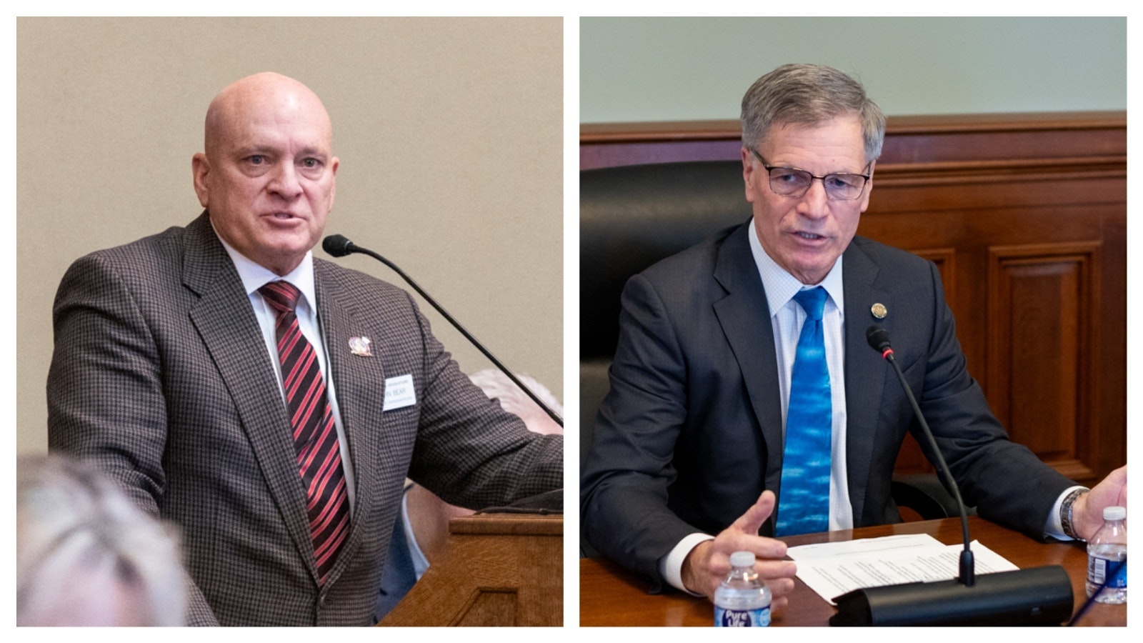 Rep. John Bear, House Appropriations chair (left) and Gov. Mark Gordon (right) both claimed victory on Monday with passage of the budget.