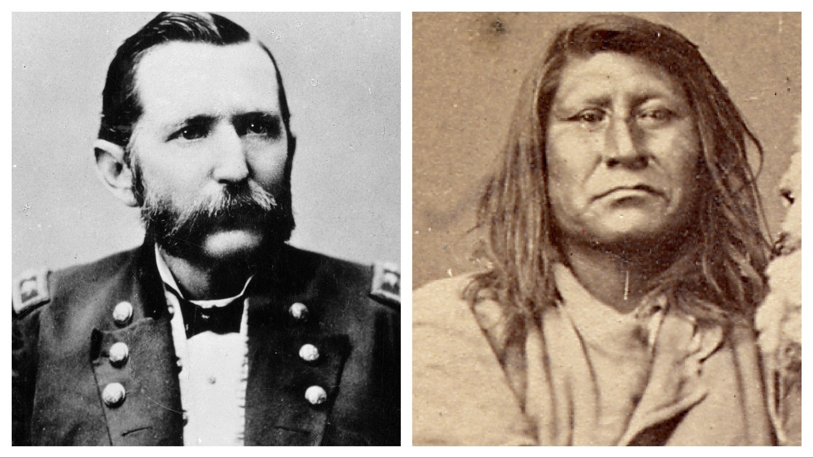 Col. Patrick Edward Conner (left), Shoshone leader Sagwitch (right)