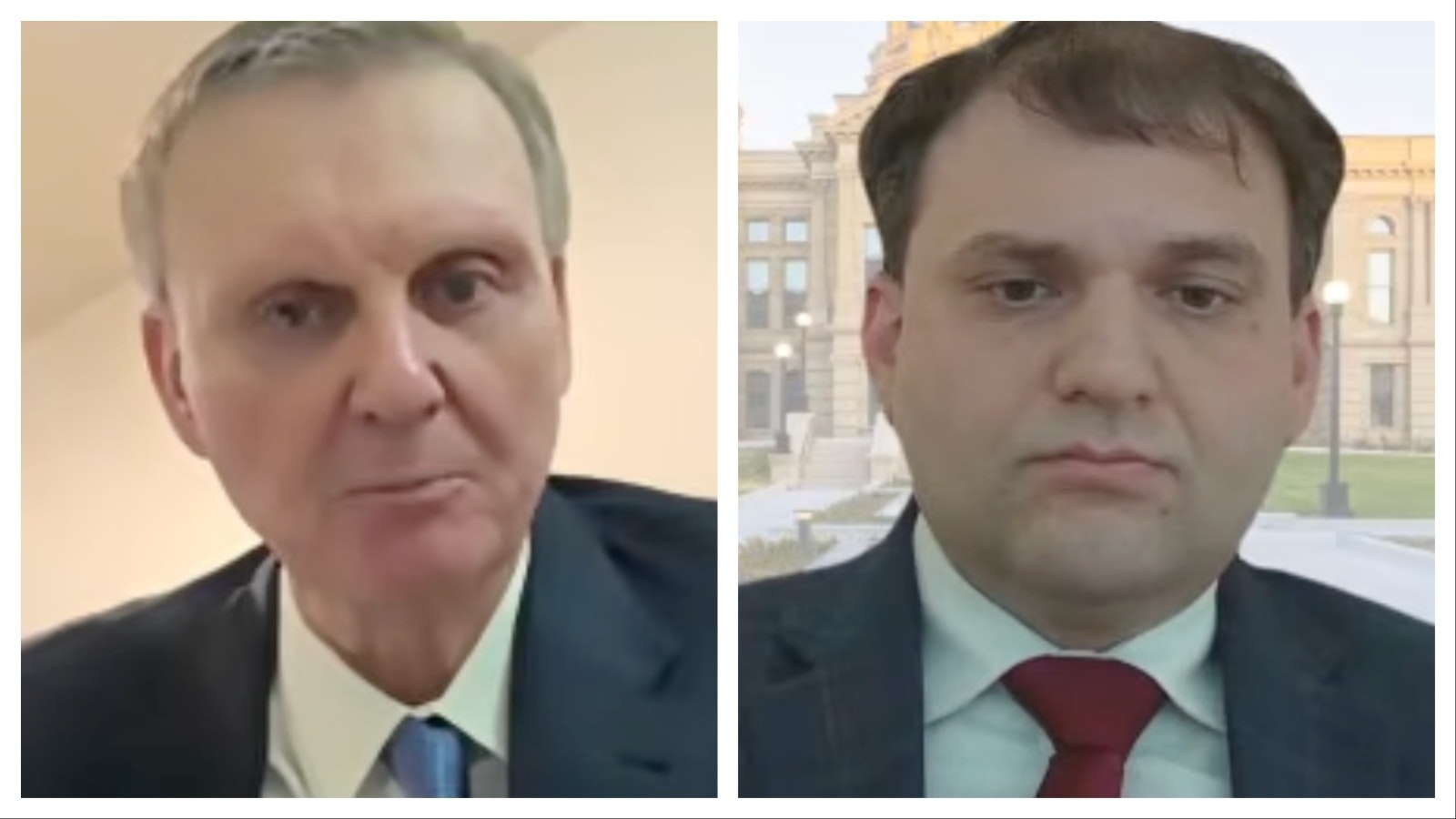 State Treasurer Curt Meier (left) and Secretary of State Chuck Gray (right) attended the SLIB meeting via videoconference