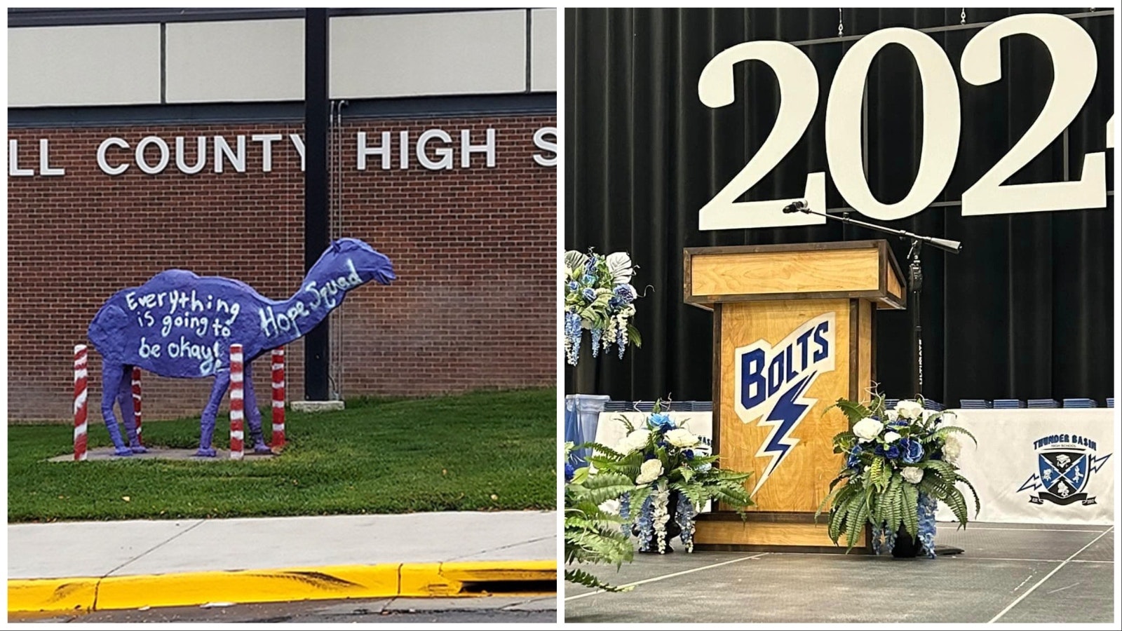 The two high schools in Gillette have become rivals, with the legacy Campbell County High School, left, and Thunder Basin High School, which opened in 2017.