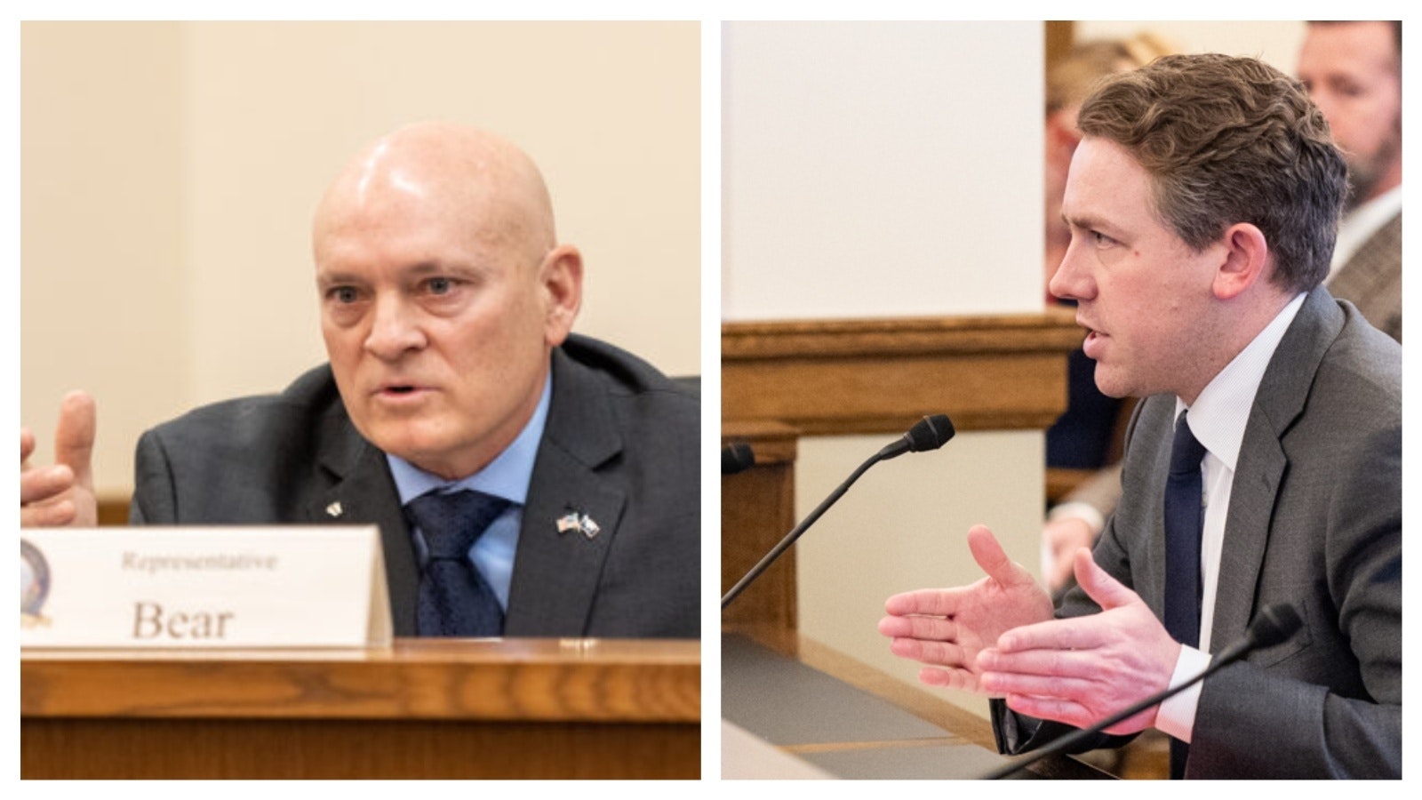 House Appropriations Chair John Bear (left) and Wyo Dept. of Health Director Stefan Johansson (right). FILE PHOTOS
