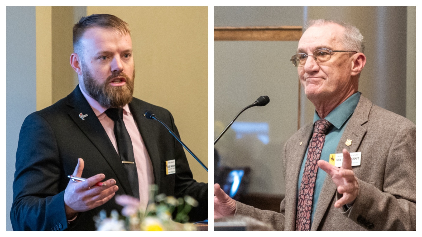 Despite being in the Wyoming Freedom Caucus together, neither Rep. Ken Pendergraft (right) nor Rep. Jeremy Haroldson (left) were shocked Thursday to find they're endorsing different candidates in the Wyoming governor’s race.