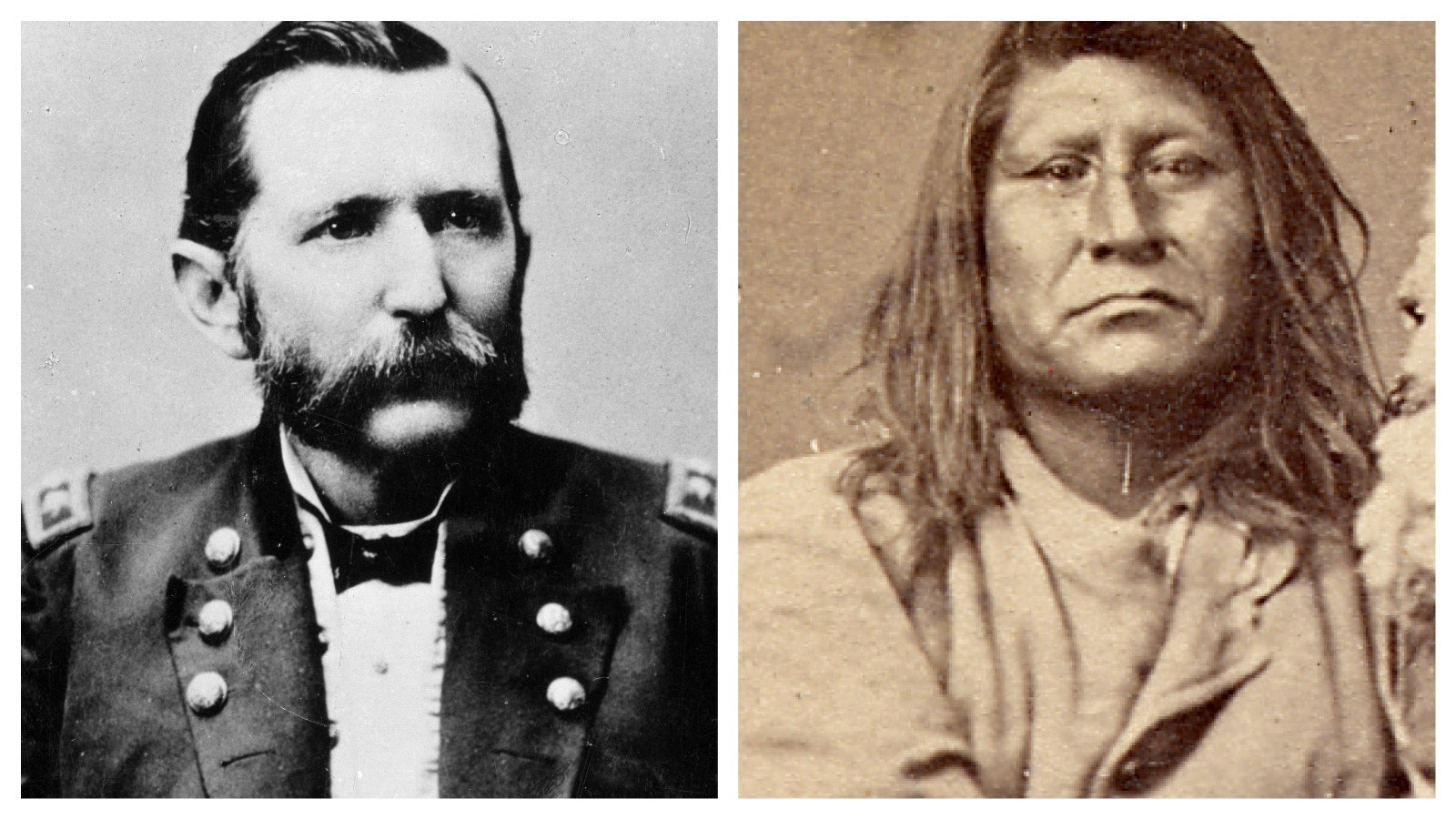 Shoshone leader Sagwitch (right) and Colonel Patrick Edward Conner (left)