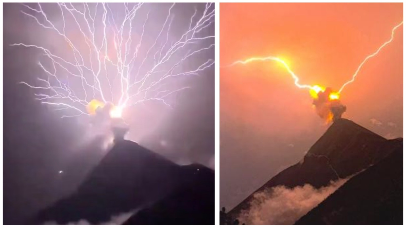 Images from a viral video showing lightning striking an erupting volcano in Guatemala.