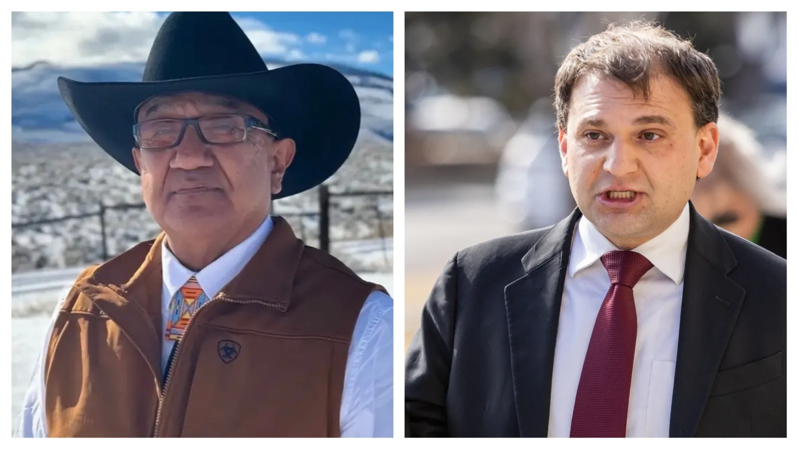Secretary of State Chuck Gray (right) and Fremont County Commissioner Clarence Thomas