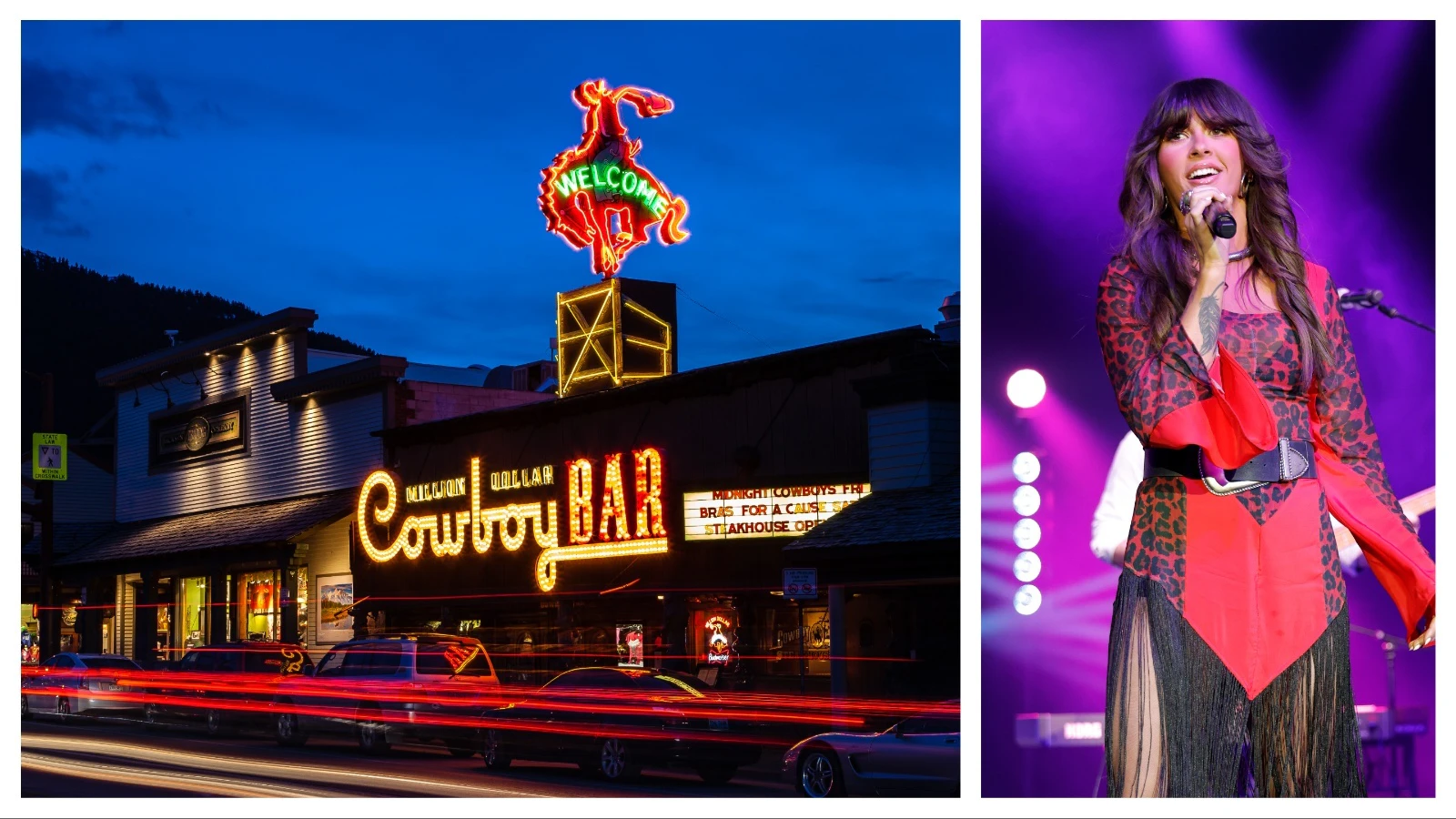 Many of this year’s Country Music Award nominees have played Jackson’s Million Dollar Cowboy Bar, continuing a legacy of being a favorite venue for up-and-coming stars and country music legends. That includes Entertainer of the Year nominee Ella Langley. She's pictured here performing at the Million Dollar Cowboy Bar in Jackson, Wyoming.
