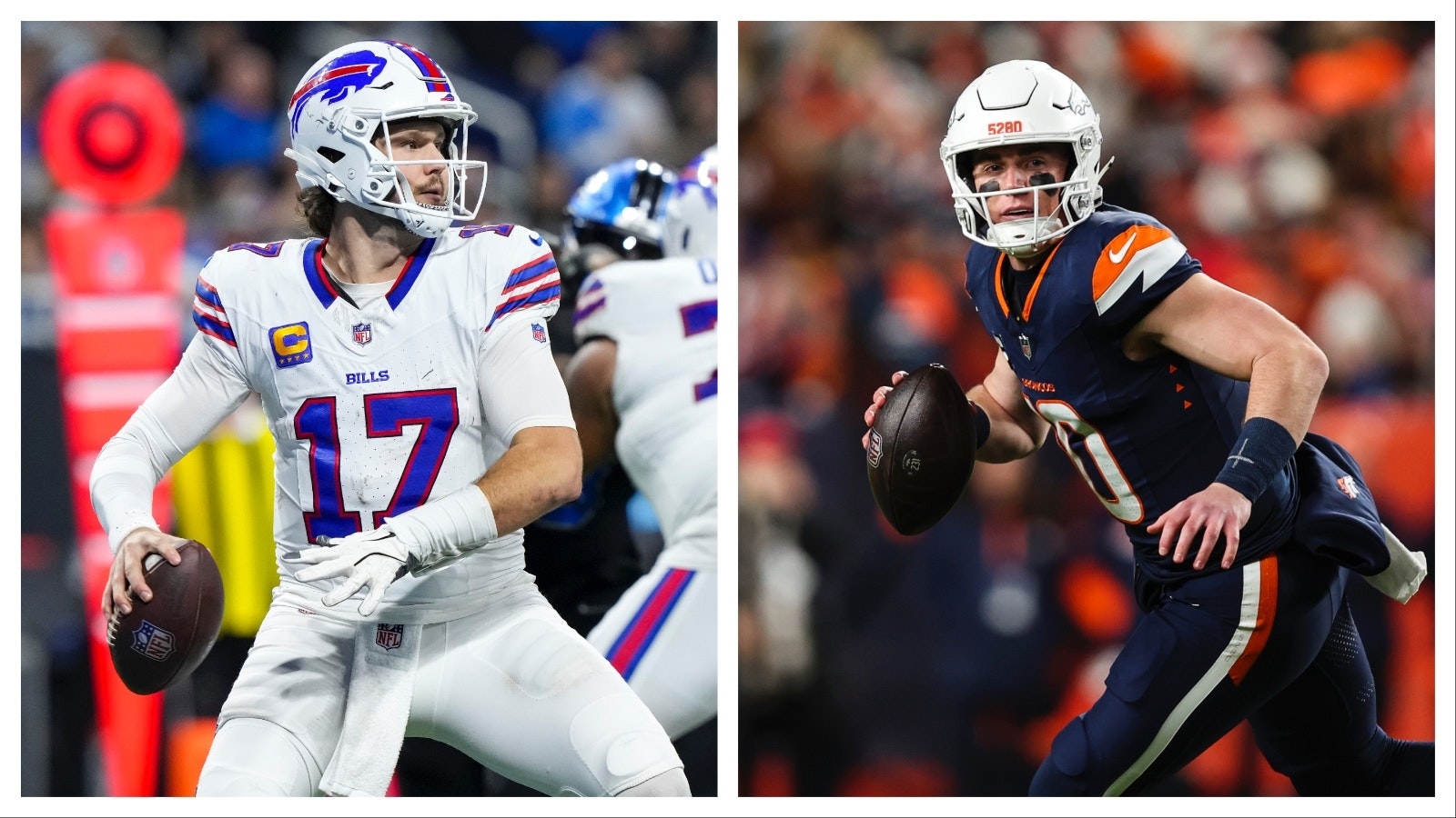 Josh Allen, left, and Bo Nix.