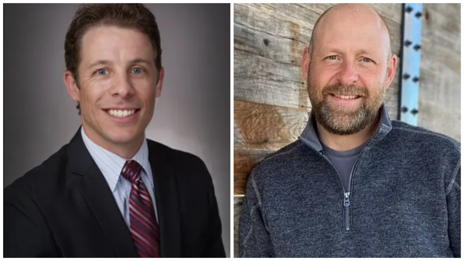 Kris Schamber, president of the Medical Society (left), Dr. Eric Cubin (right)