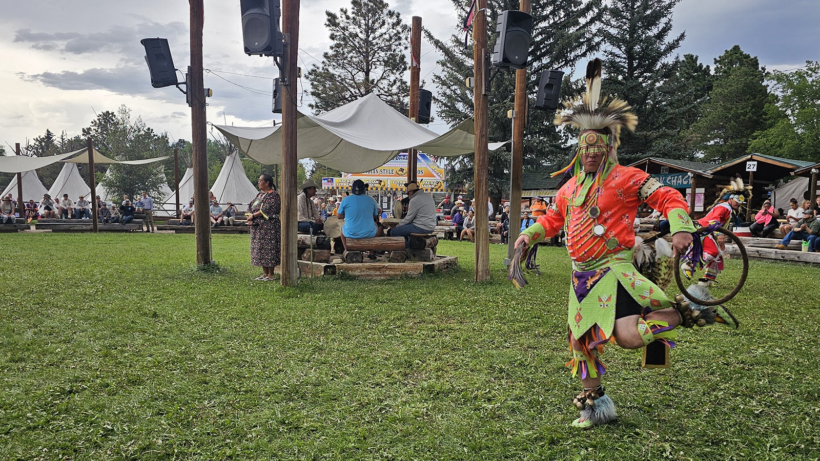 A traditional American Indian dancer performs during Tuesday night's Cheyenne Frontier Days American Indian Village program.