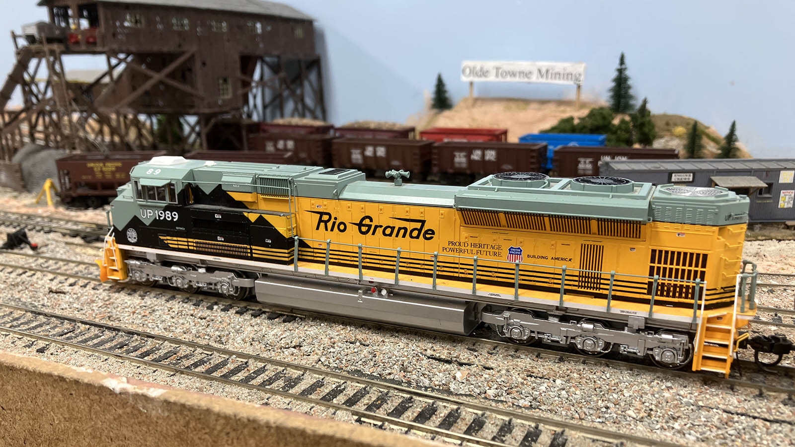 A replica Union Pacific locomotive painted in paint scheme to honor the Rio Grande line is part of the club’s collection of locomotives.