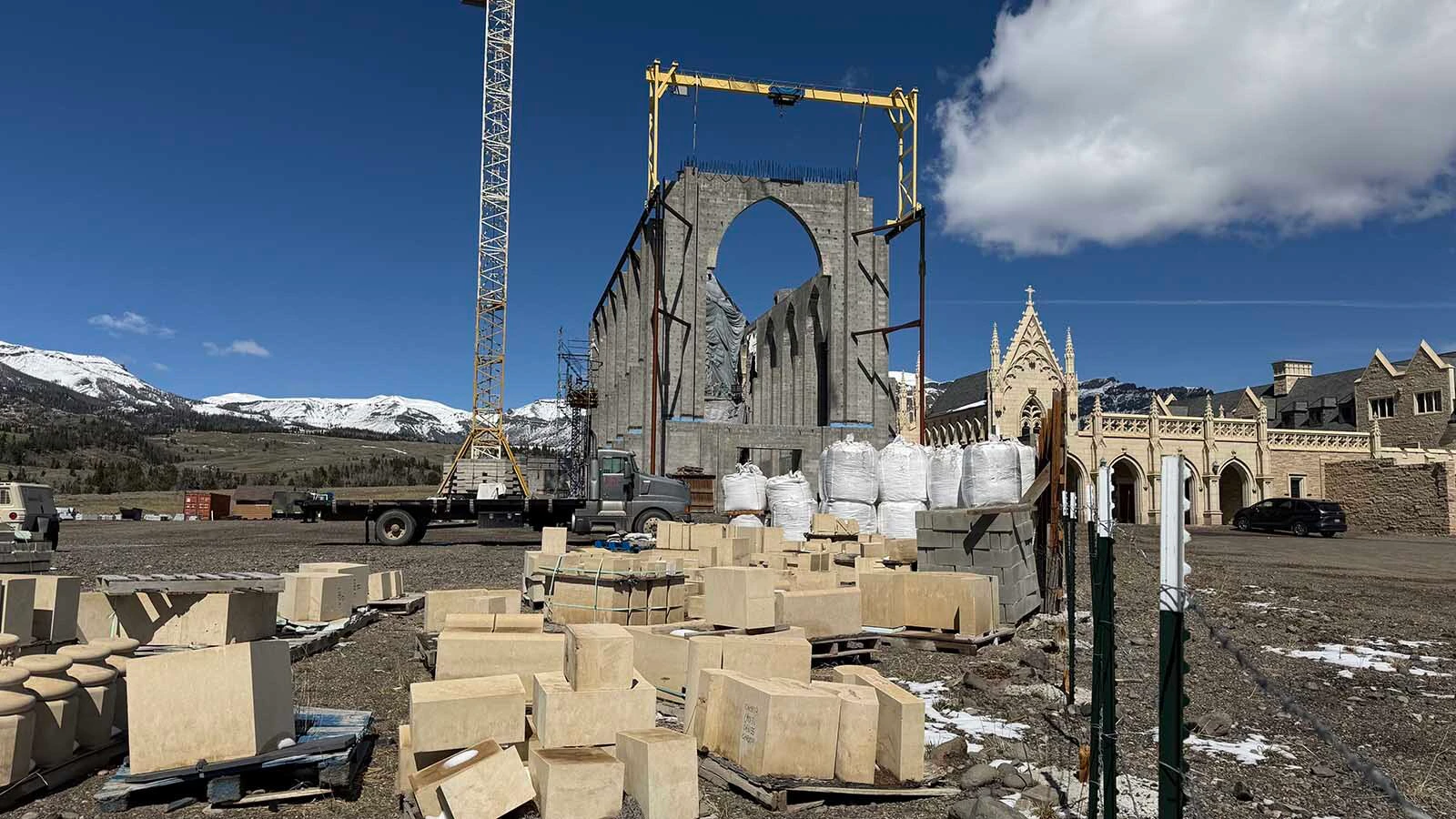 Wyoming’s monastery in the Bighorn Basin is being built in the Gothic style of the medieval monasteries of Europe. The blocks of stone are designed on a computer and carved by a robot rather than by hand, saving decades of work and millions of dollars.