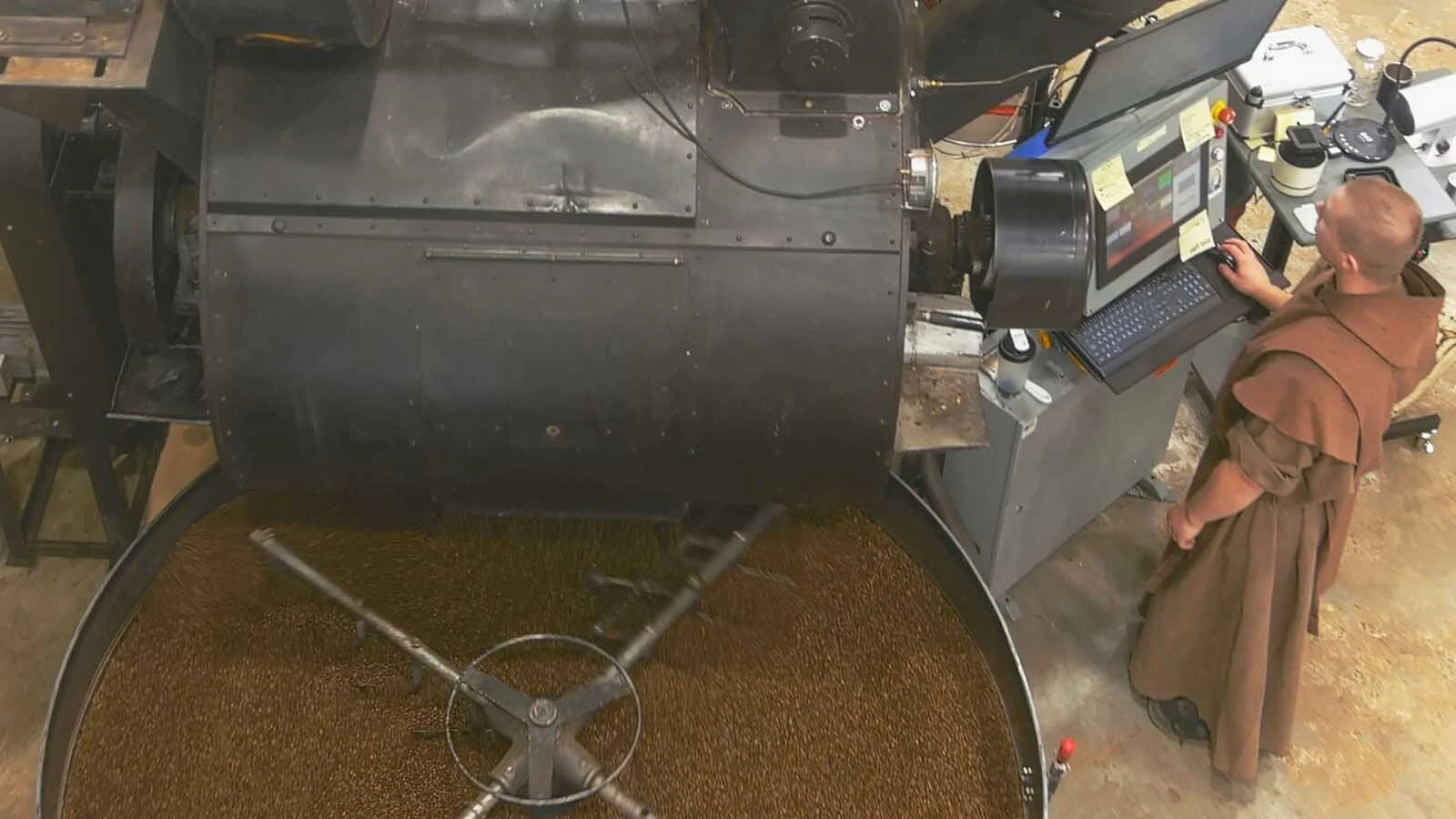 To fund their Gothic style monastery and prayerful life in the remote Bighorn Basin, the Carmelite monks of Wyoming learned to roast coffee. They now have a commercial roaster and produce their own line of coffee called Mystic Monk Coffee.