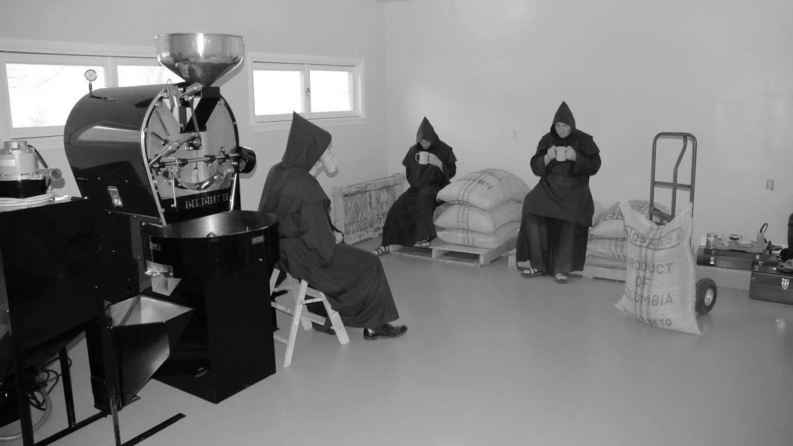 To fund their Gothic style monastery and prayerful life in the remote Bighorn Basin, the Carmelite monks of Wyoming learned to roast coffee. They now have a commercial roaster and produce their own line of coffee called Mystic Monk Coffee.