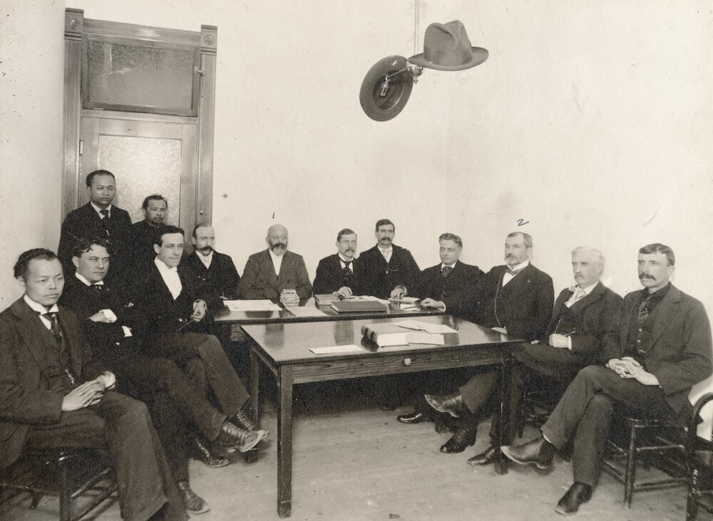 During a hearing for the Chinese boycott case in U.S. Ninth Circuit Court in Butte, Montana, in 1898.