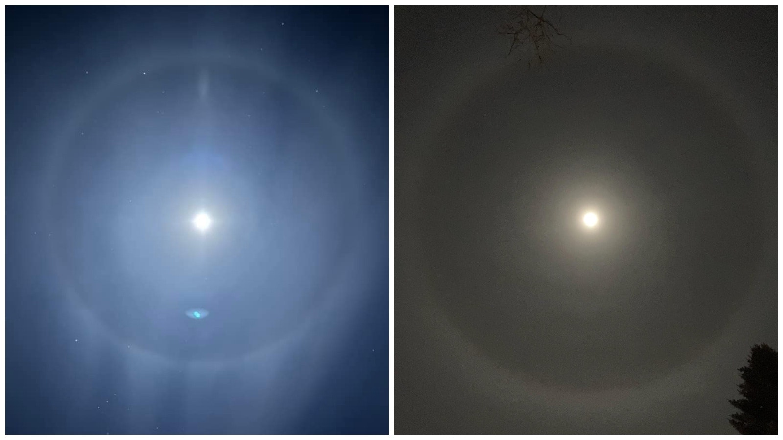 These photos of a rare moon halo seen from Sheridan was shared by James Gilbert via Wyoming Through the Lens Facebook page.