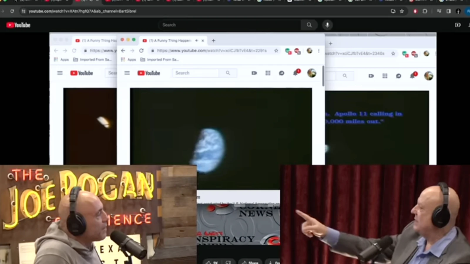 Bart Sibrel on the Joe Rogan show points out the Earth shot out of the Apollo window discrepancies.