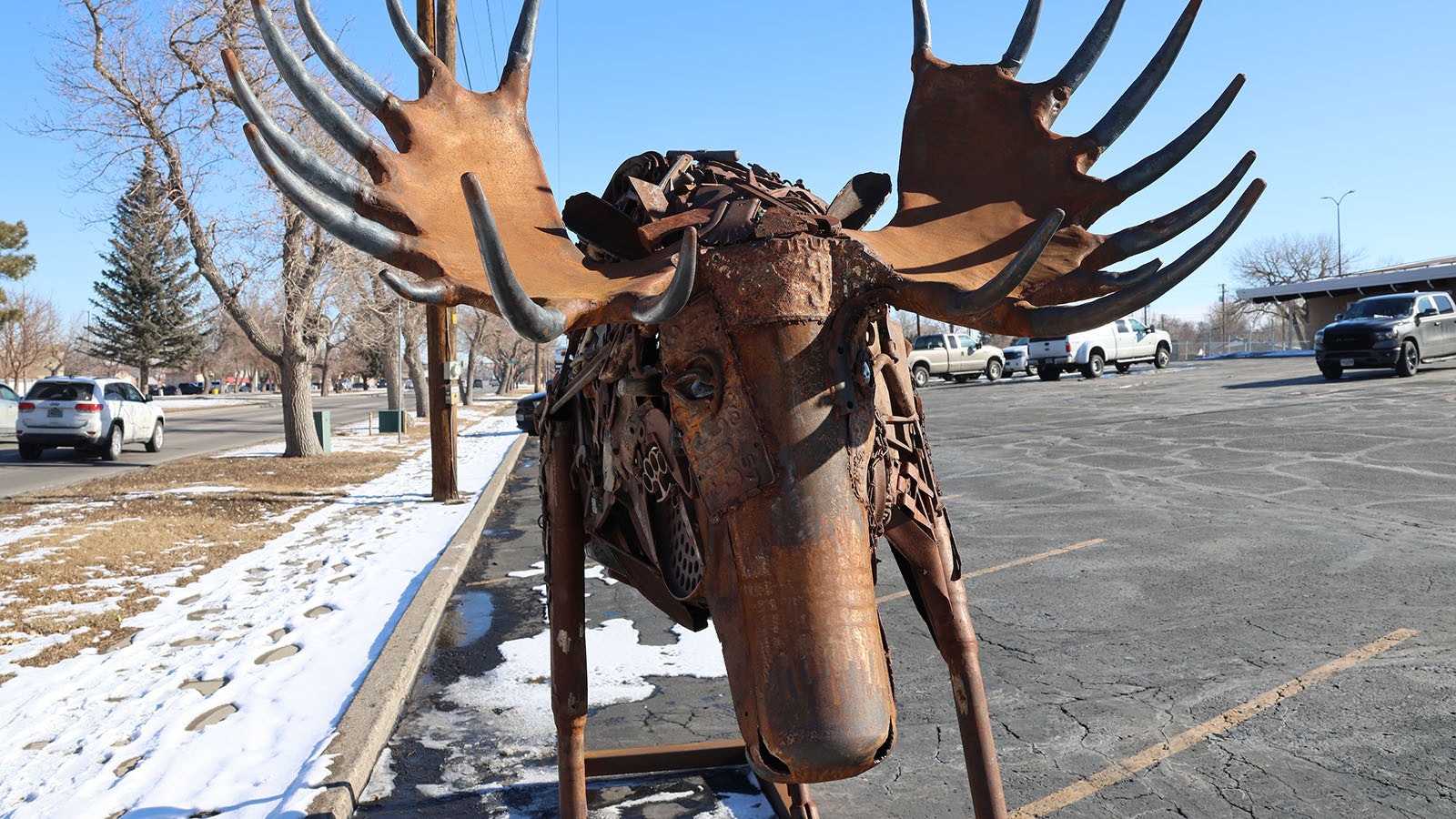 Artist Bill Foy said making the antlers for his moose named “Holy Smokes” takes a long time.