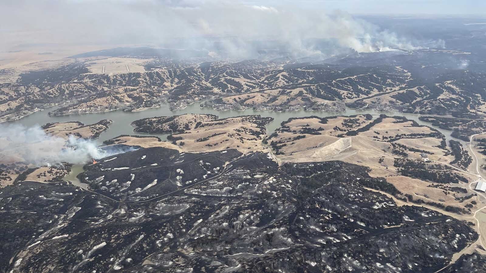 An areia view of some of the area of the 572,000-acre Morrill Fire in Nebraska.