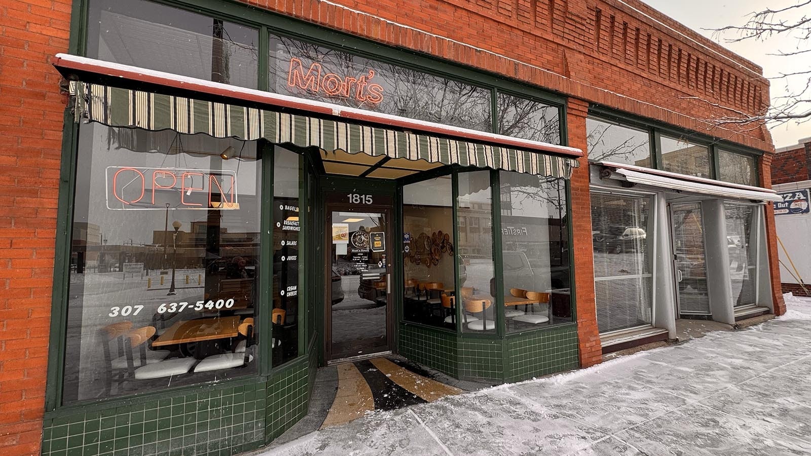 Even when it's 20 degrees and snowy outside, the business in Mort's Bagels in downtown Cheyenne, Wyoming, is brisk on a Sunday morning, Jan. 5, 2025.