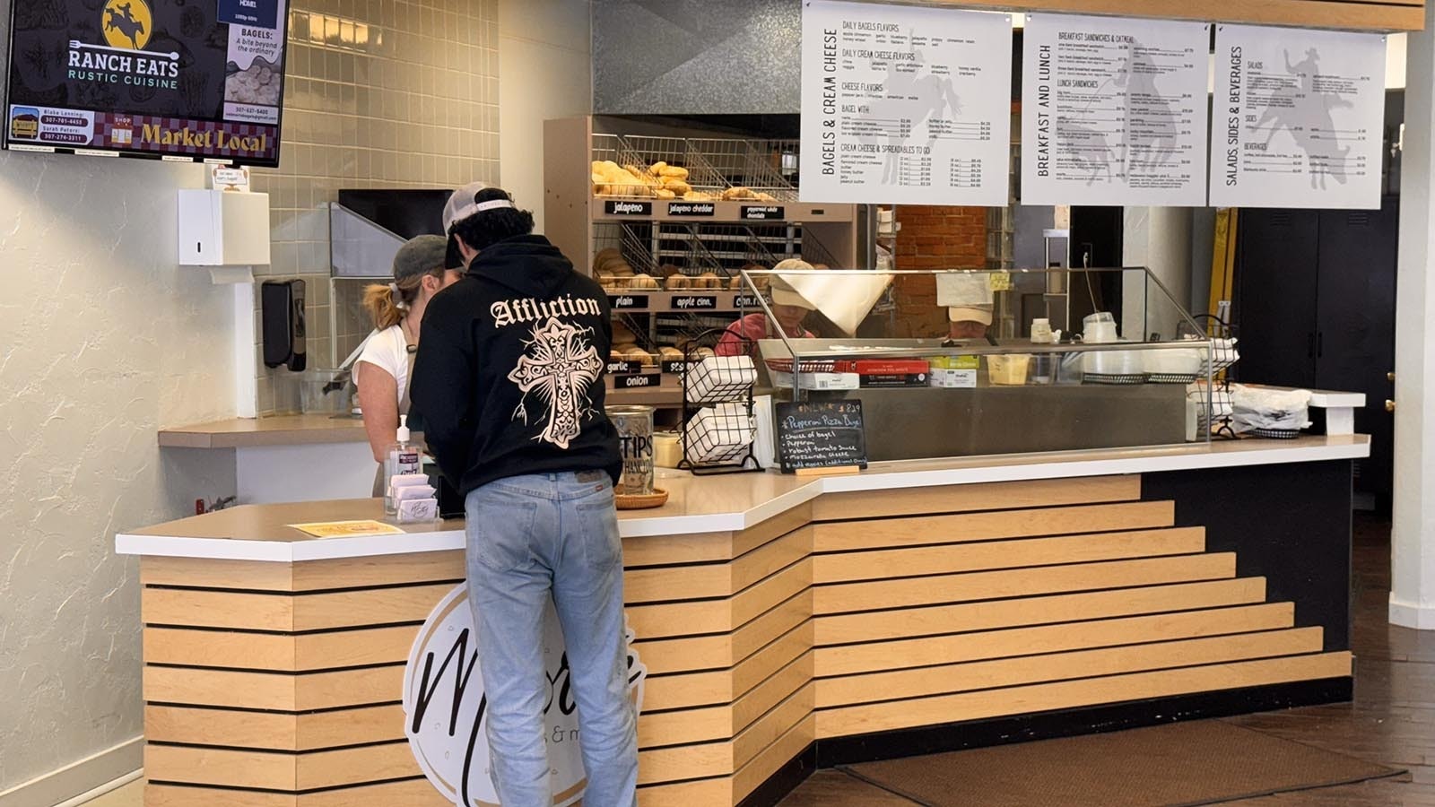 Even when it's 20 degrees and snowy outside, the business in Mort's Bagels in downtown Cheyenne, Wyoming, is brisk on a Sunday morning, Jan. 5, 2025.