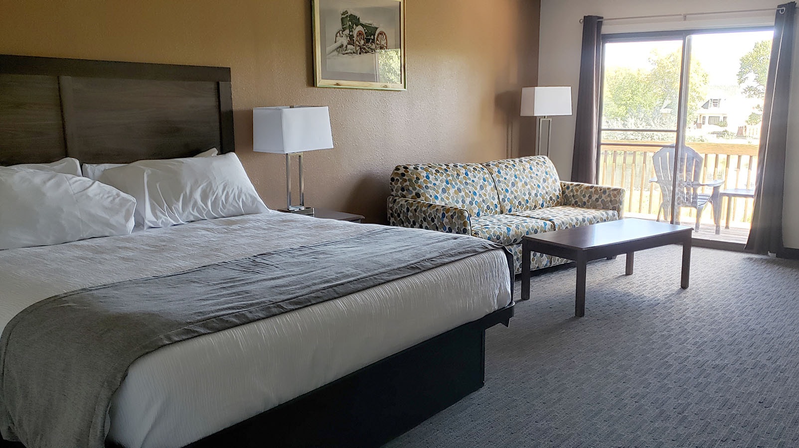 The bedroom suite overlooking the river is a little larger than other rooms at the Riviera Motor Lodge.