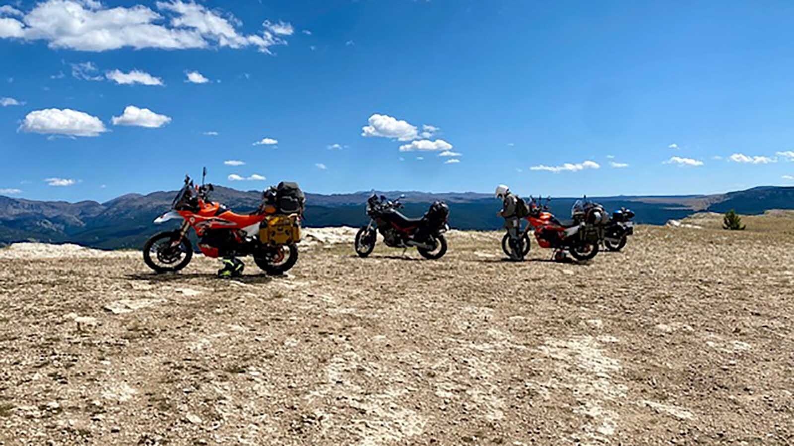 Their bikes along the path they took through the Bighorn Mountains.