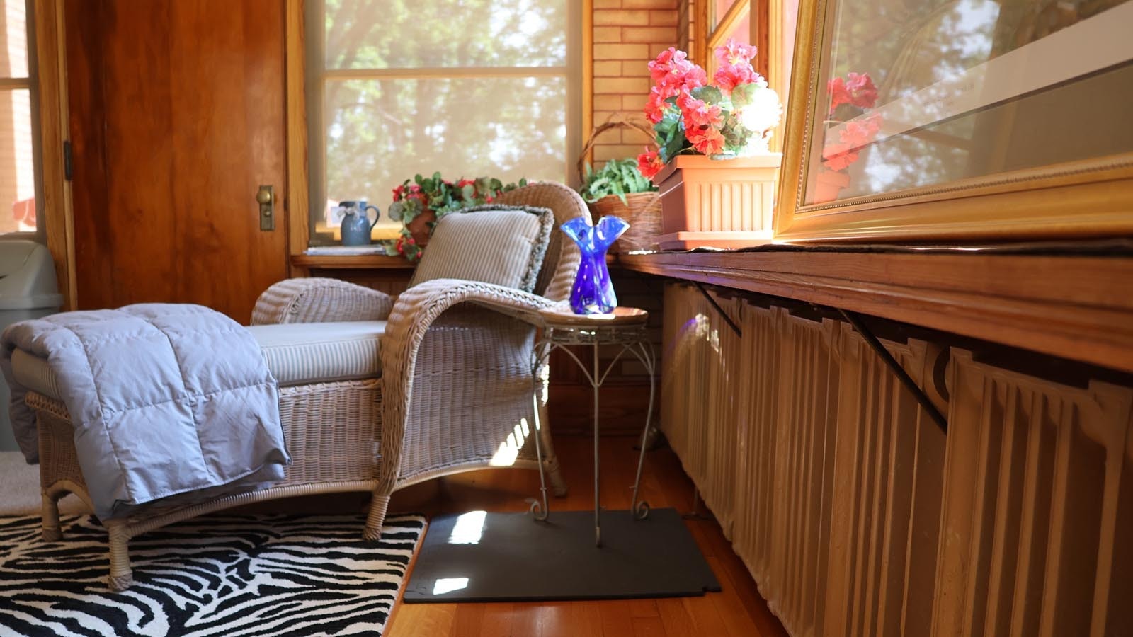 The mansion’s sunroom features radiated heat, just most rooms in the house.