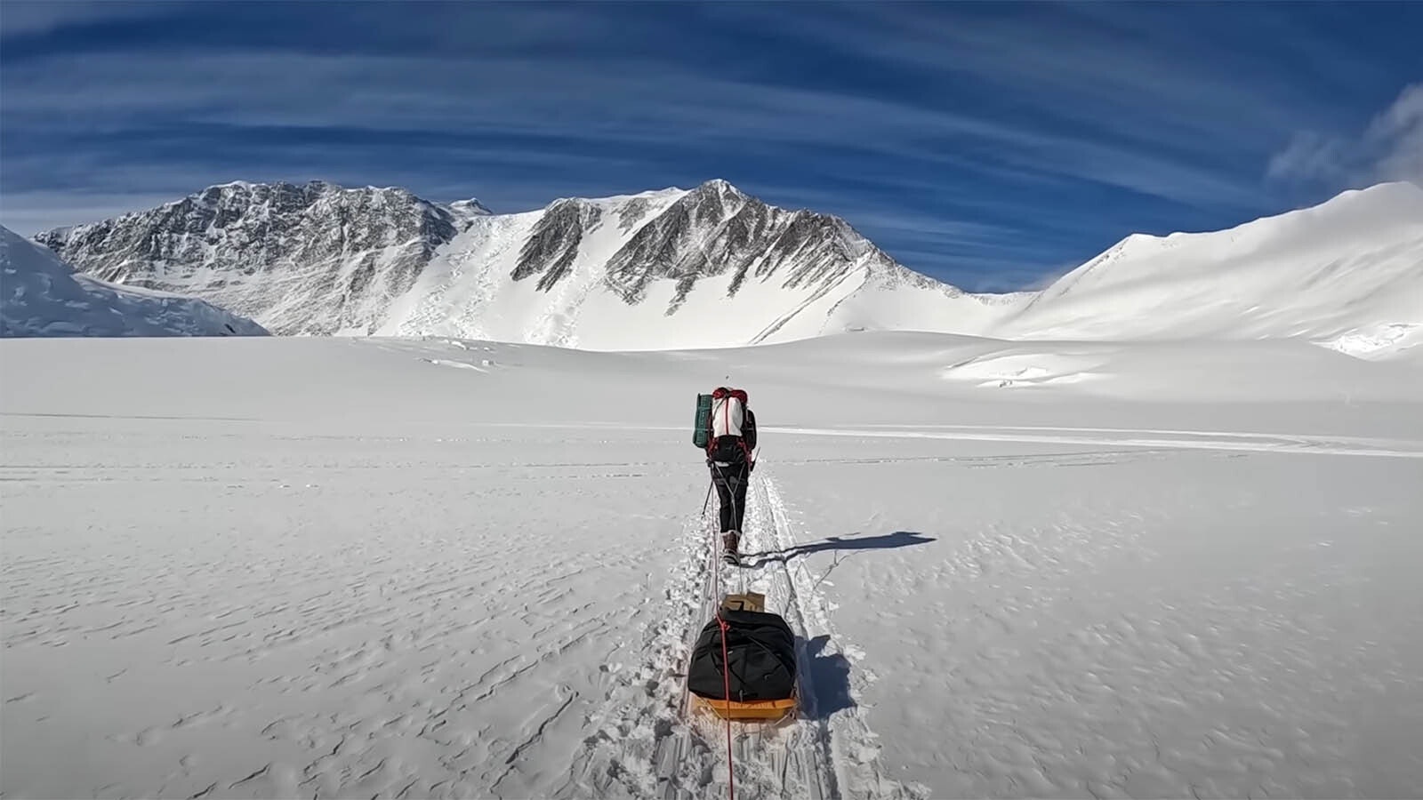 Getting to the summit of Mount Vinson requires climbing teams to pack and pull their gear with them along the way.