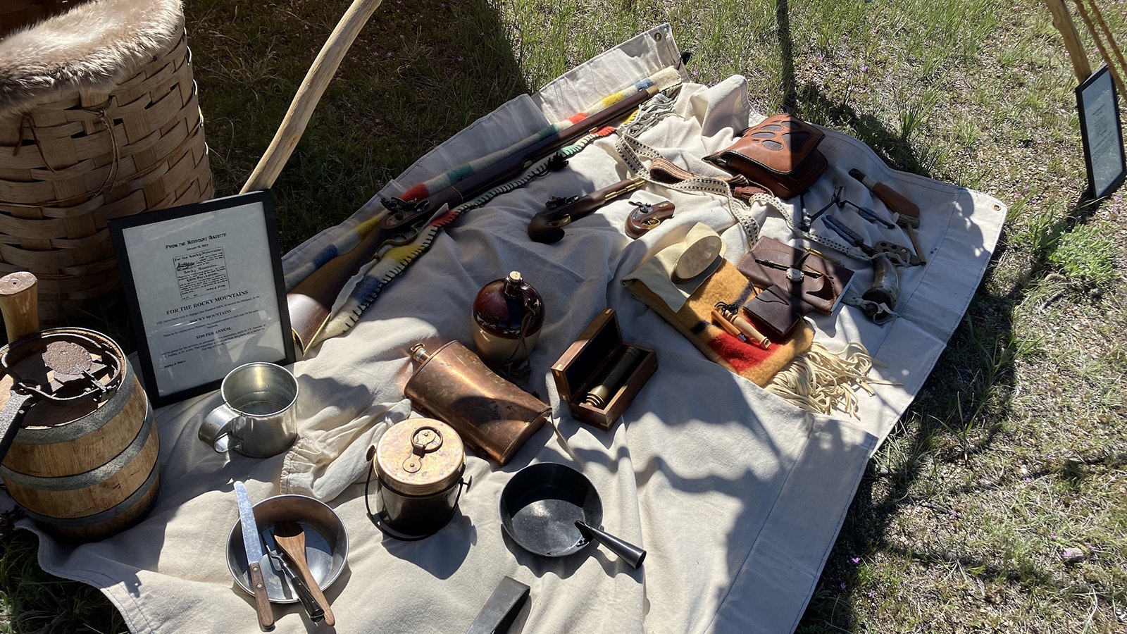 Dale Gregory’s mountain man possessions include a flintlock rifle and beaver traps, as well as some other conveniences for the time.