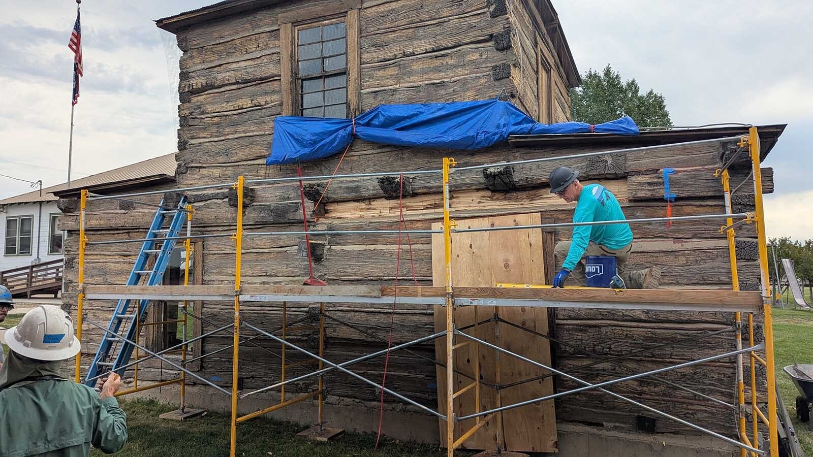 If a portion of a log can be saved HistoriCorps will retain that portio nof the log and simply reface it with a brand new log hand hewn to look old.