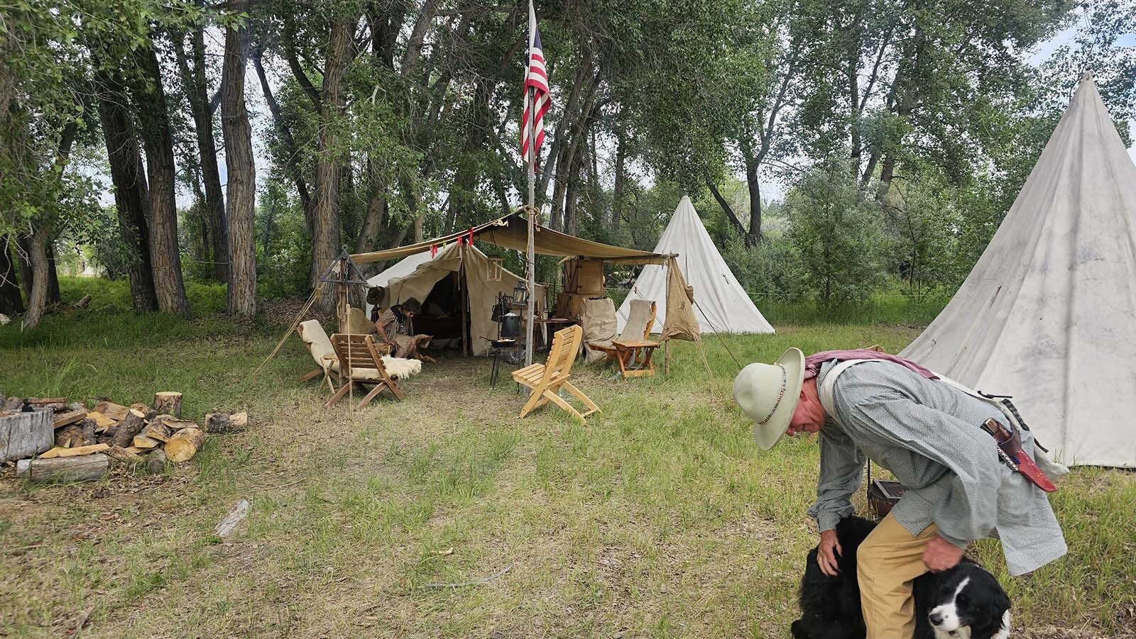 The Booshway's camp at the 1838 Riverton Rendezvous.