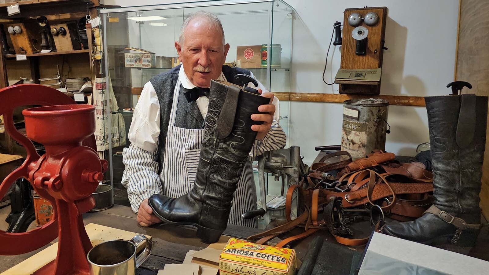 Jim Robinson found this pair of mule-ear boots abandoned in an old attic in Cripple Creek, Colorado, back in the 1990s. He dates the books back to somewhere between 1890 and 1910, which made them close to a century or so old when he found them.