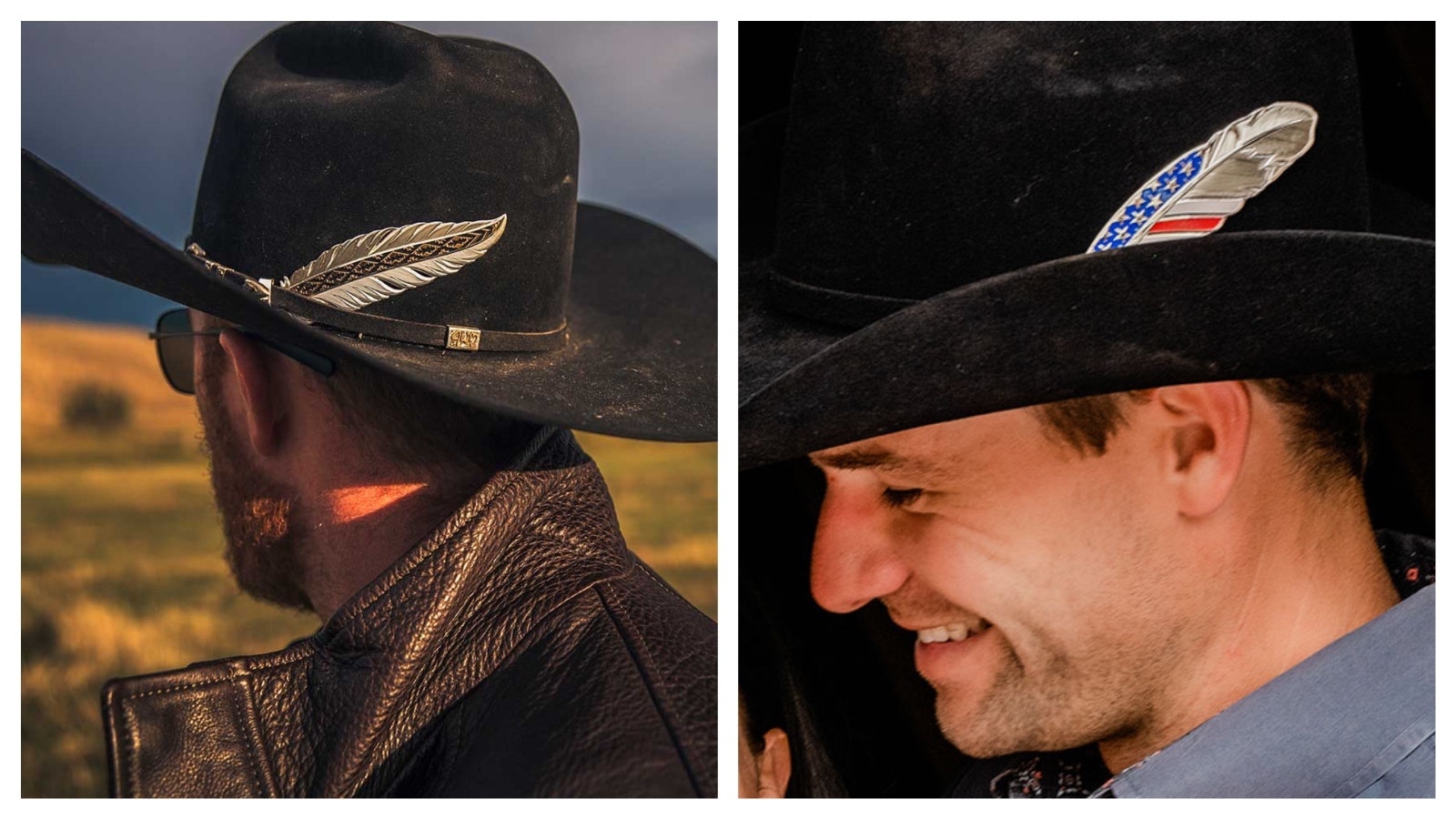 A couple of the hat feathers available at Montana Silversmiths.