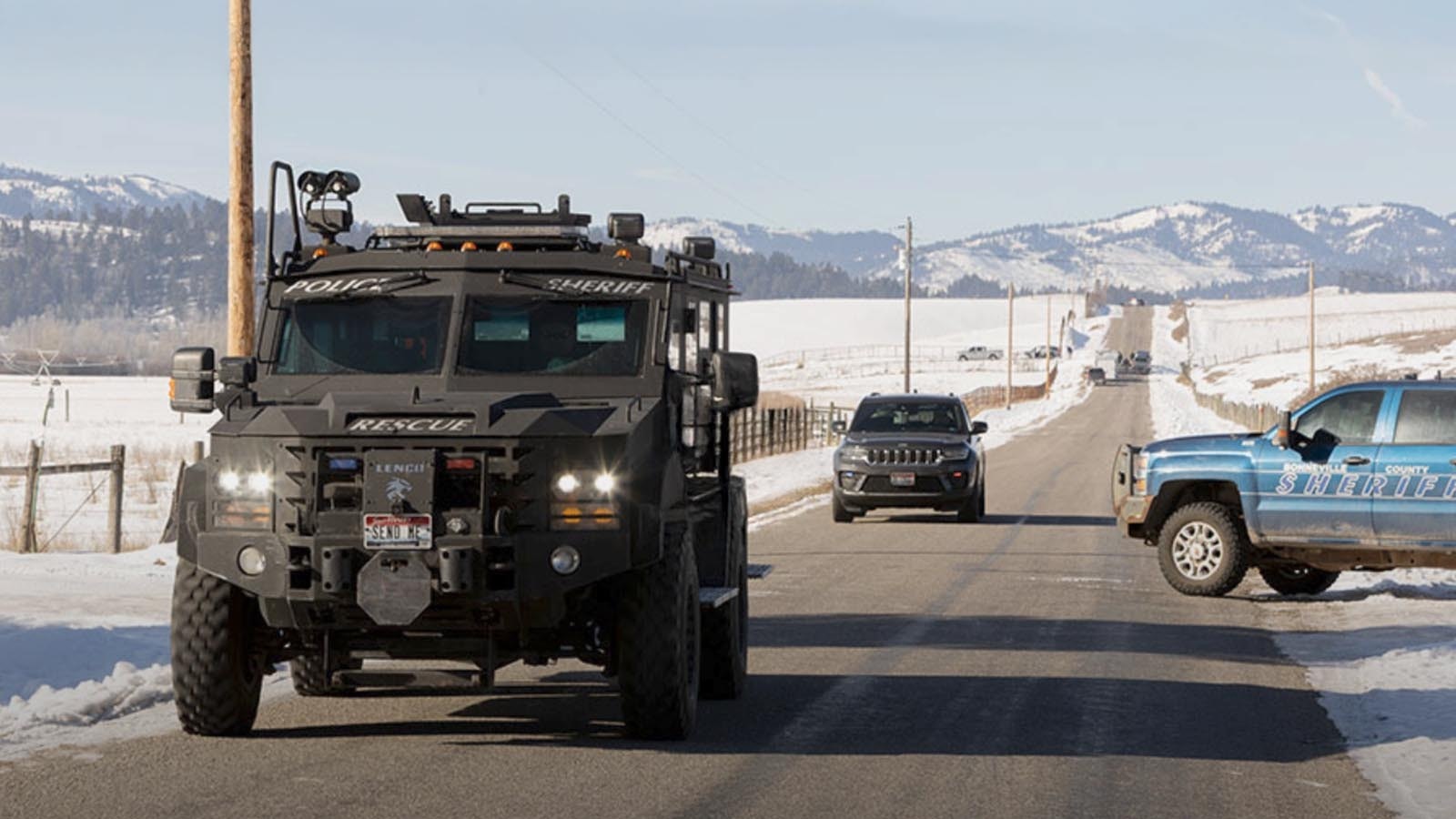 The scene Wednesday, Jan. 21, 2026, of a reported murder-suicide just west of the Wyoming/Idaho border.