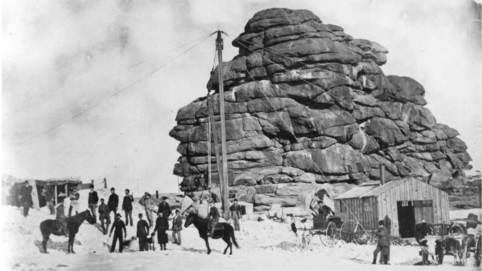 The rock quarry that was used in the building of the Ames Monument. It was made of granite and cost $60,000 to build, in 1881. Many locals resented the railroad who were given the prime land in the Wyoming territory and celebrated the fact that a Laramie judge embarrassed the Union Pacific when he successfully claimed a homestead on the land they had built the monument on. As a result of his actions, everything that could go wrong, went wrong for the Union Pacific and the old adage became dubbed as “Murphy’s Law.”