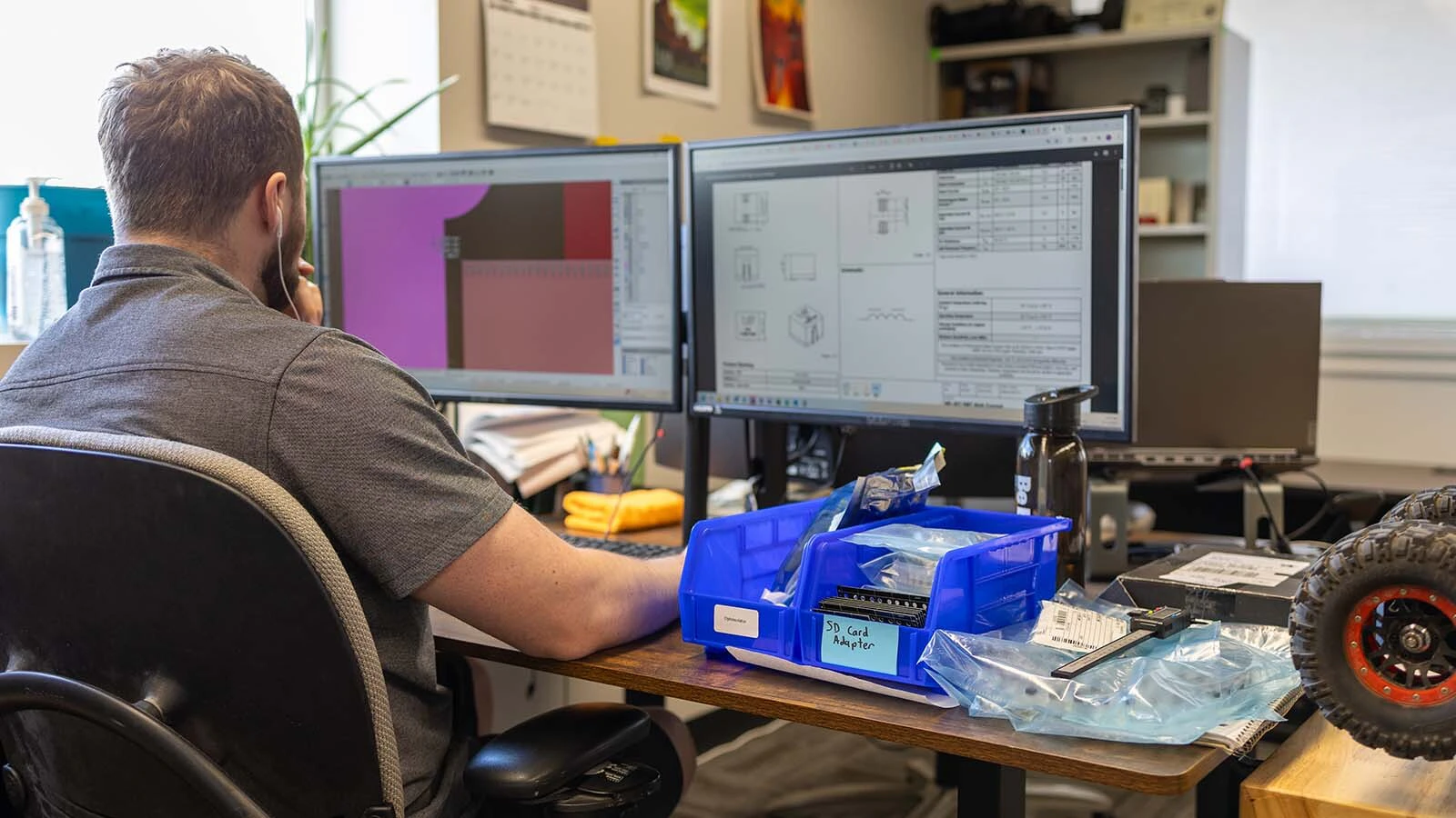Designing drones start on the computer at the Wyoming-based engineering company, UplinkRobotics. The young engineering team are creating a niche for themselves designing wheeled drones for home inspectors. They have kept their designs simple and are focused on efficiency and ease of use.