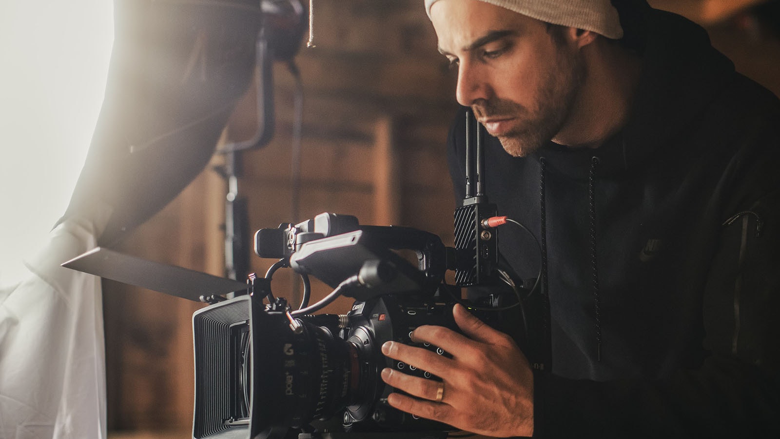 Cinematographer Alex Wohleber behind the camera.