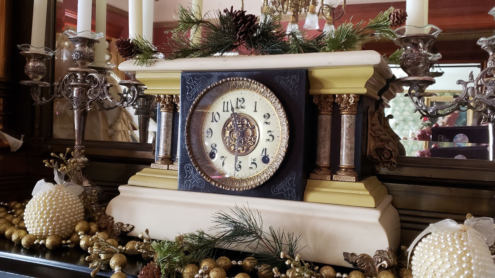 This clock is original to the Nagle-Warren Mansion. Two-star Michelin chef Jas Barbé has been actively seeking to find items that used to be in the mansion that were auctioned off to save the exterior in the 1970s.