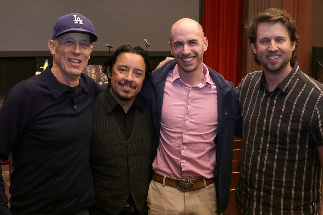 Cowboy State Daily reporter Andrew Rossi, second from right, with the stars of the cult classic "Napoleon Dynamite," from left, Jon Gries (who plays Uncle Rico), Efren Ramirez (Pedro Sanchez) and Jon Heder (Napoleon Dynamite).