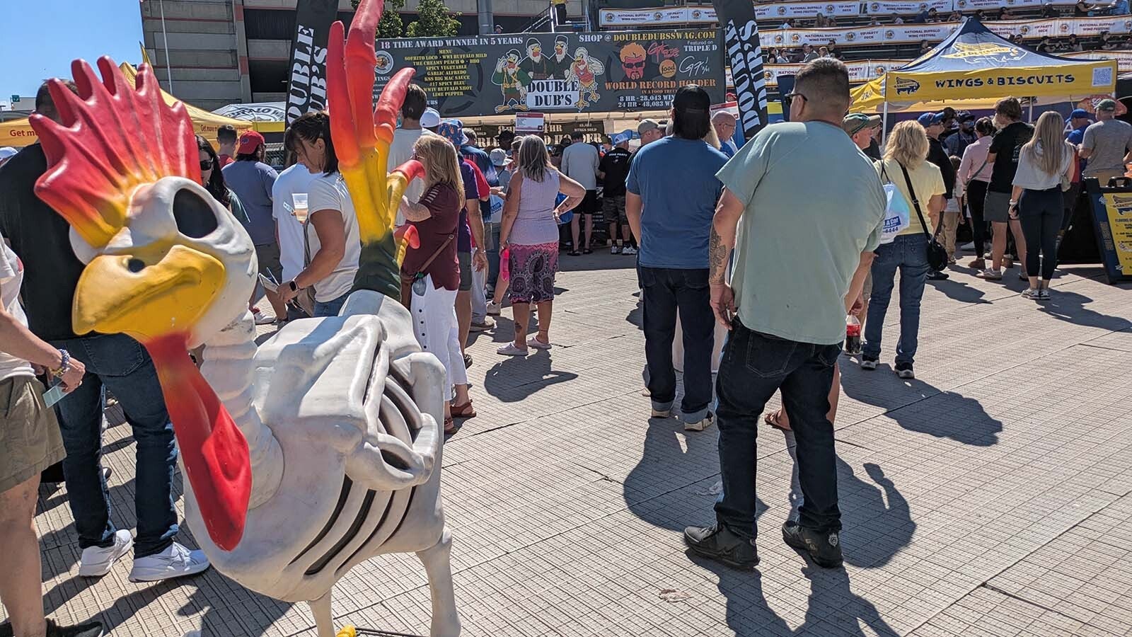 Double Dub's brought a "skeleton" crew this year, that also included its giant iron skeletal chicken mascot.