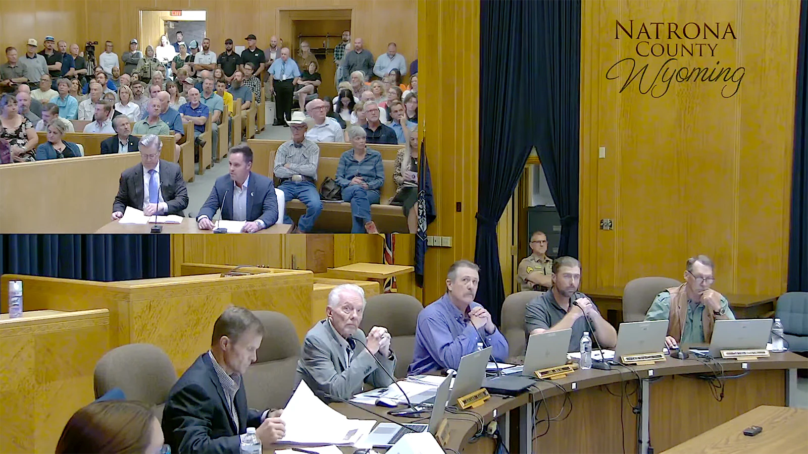 Natrona County commissioners listen to a presentation from Prometheus Hyperscale officials Tuesday about a data center they are proposing to build southeast of Casper.