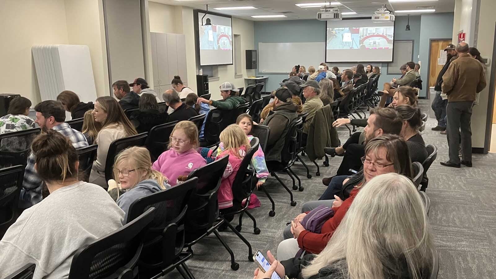 The overflow room at the Natrona County School District No. 1 board meeting was packed as people showed up to try and save their schools.