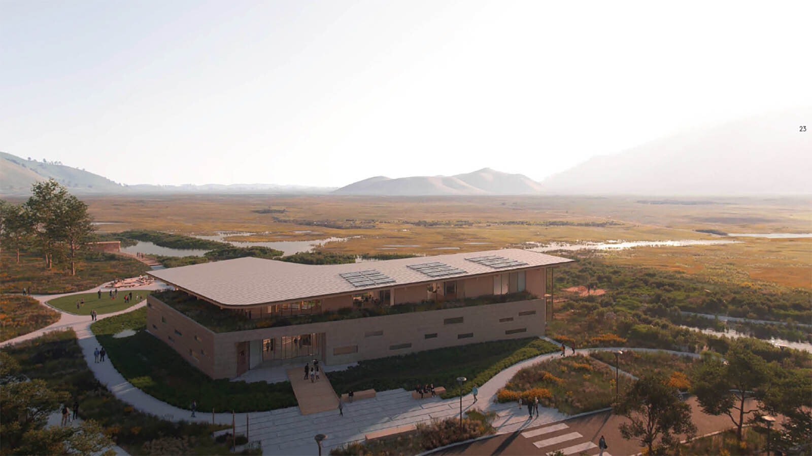 A conceptual image of a new $39 million Nature Discovery Center that will replace a 60-year-old visitor center at the National Elk Refuge near Jackson, Wyoming.